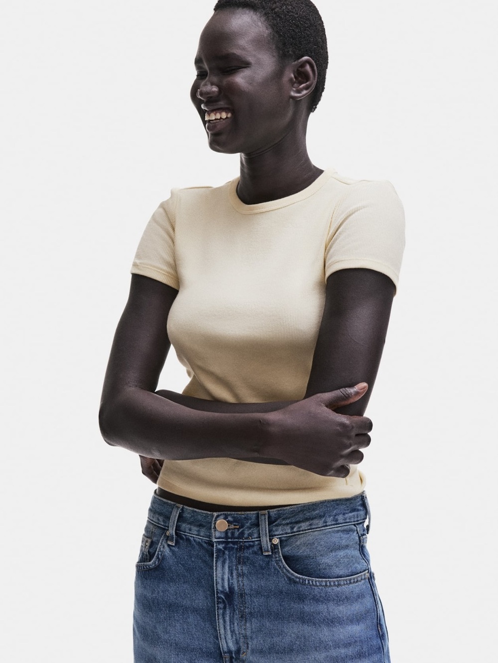 Divided by H&M Yellow Ribbed Crop Top – Size Small